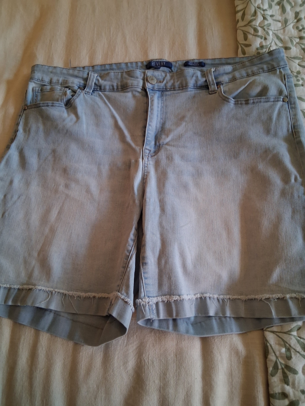 Revelry Women's Blue Washed Denim Shorts with Frayed Hem